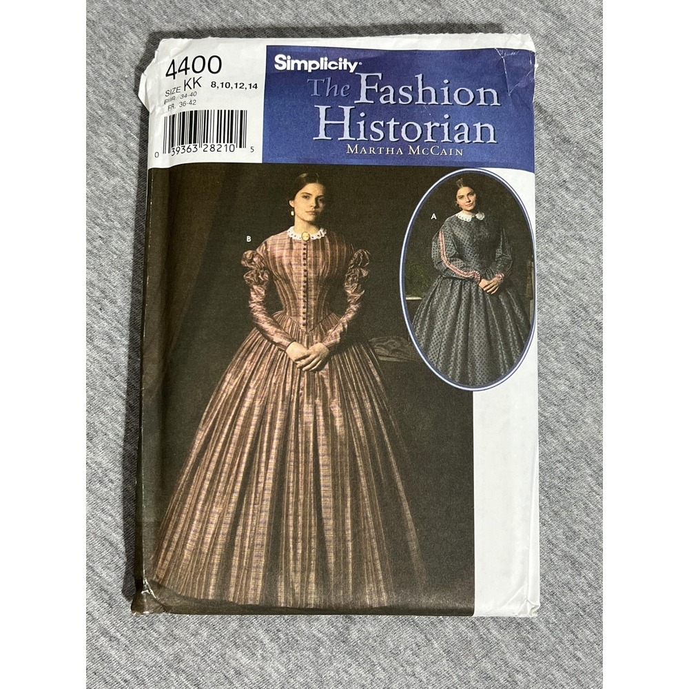 Simplicity 4400 Womens Civil War Dress Pattern 8-14 Fashion Historian Martha McC